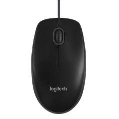 Logitech B100 Optical Wired Mouse - Ergonomic Design for Comfort & Precision - Black